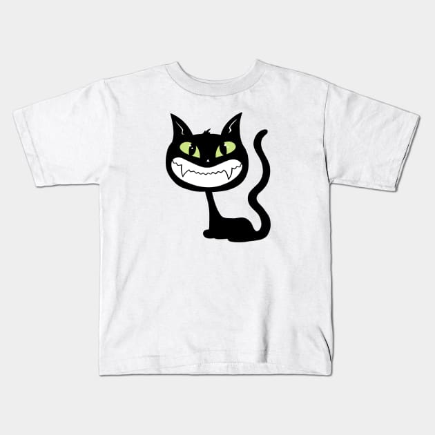 Smiling Black Cat Kids T-Shirt by JBeasleyDesigns